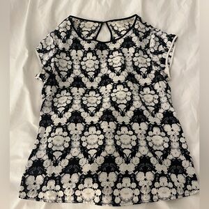 Twelfth Street by Cynthia Vincent Black and White Floral Blouse